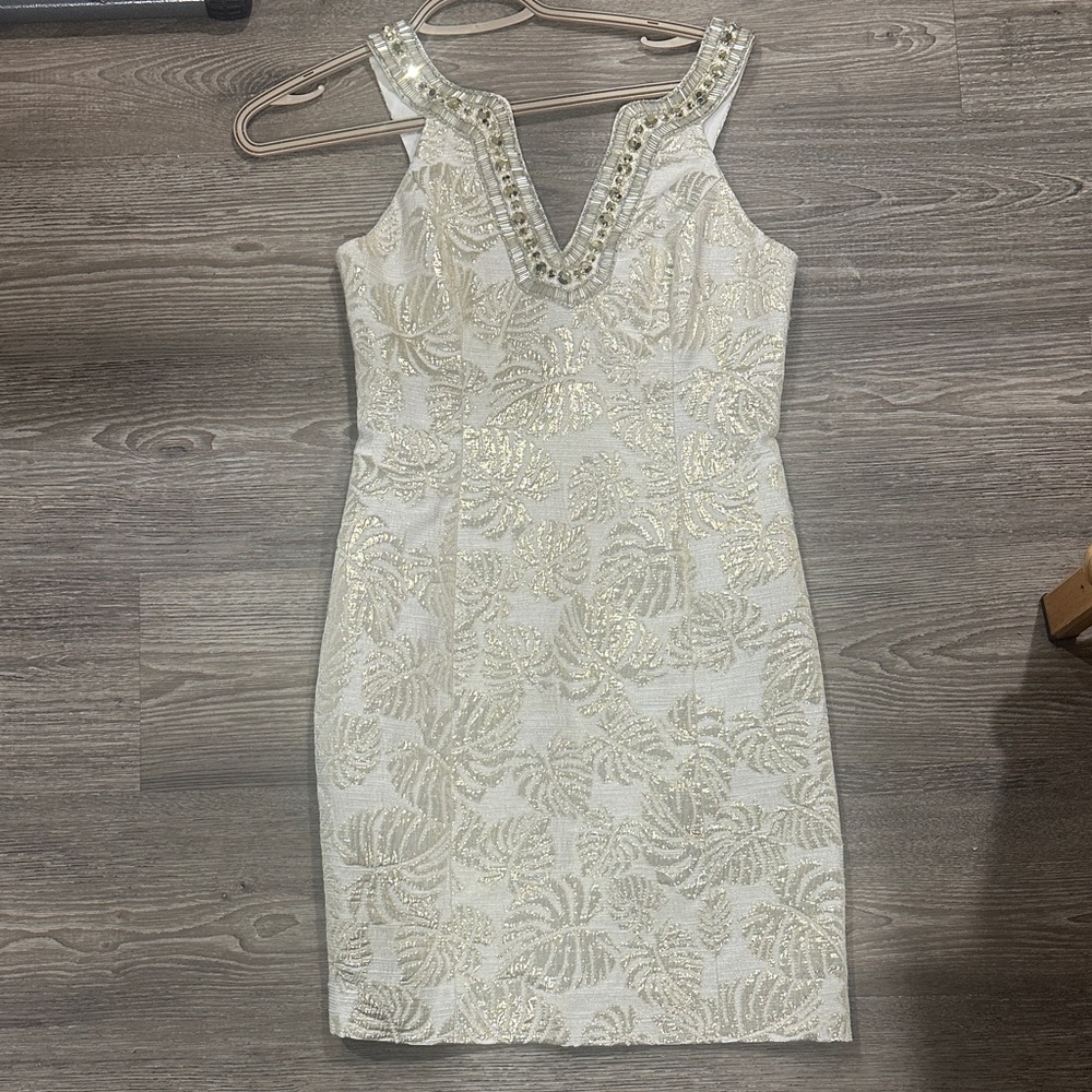 Lilly Pulitzer White and Gold Mini Dress
